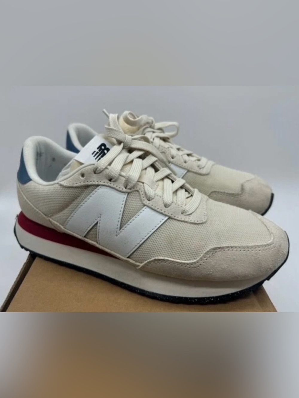 New Balance 236 V1 Linen Cream Elemental Blue Red Running Sneaker Shoes-Mens 11